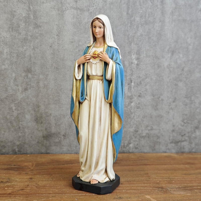 BC BUILDCLASSIC BC Catholic Immaculate Heart of Mary Figure, 6" H Blessed Holy Mother Virgin Mary Statue for Home, Religious Gifts to Mom，Devout Home Decor Classical Renaissance Sculpture Handpainted by Buildclassic - Image 1
